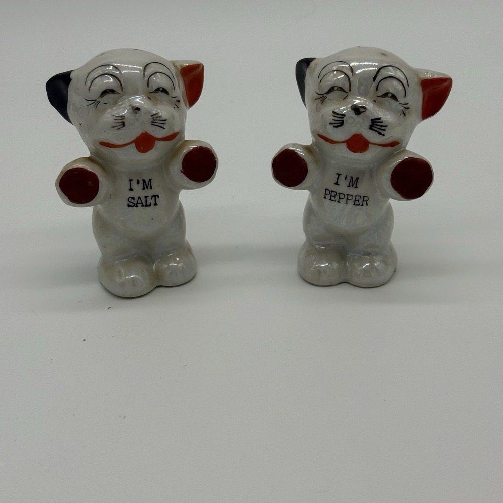 VTG Anthropomorphic Bonzo Dog Salt & Pepper‎ Shakers Marked Japan Retro Kitchen